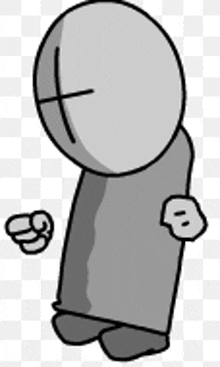 a cartoon character with a cross on his head and a fist in the air .