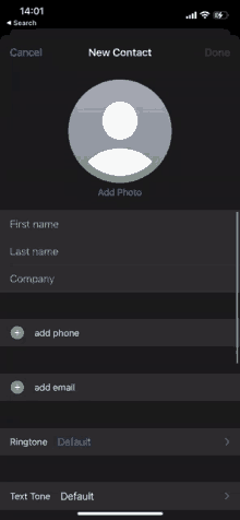 a phone screen with a red arrow pointing to the add photo option