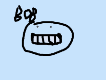 a drawing of a smiling face with the word bop written above it