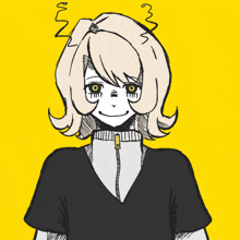 a drawing of a girl with a yellow eye