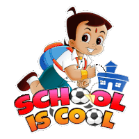 a cartoon of a boy with a backpack says school is cool