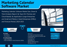 an advertisement for a marketing calendar software market with a picture of a computer