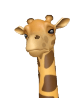 a cartoon giraffe with a very long neck is looking at the camera .