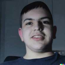 a close up of a man 's face with a dark background