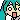 a pixel art illustration of a girl with blue hair making a surprised face .