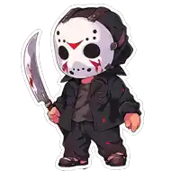 a cartoon drawing of jason voorhees holding a knife