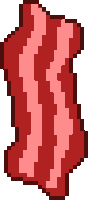 a pixel art illustration of a piece of bacon