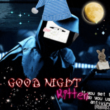 a picture of a ninja with the words good night written below it