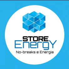 a logo for store energy with a blue cube in the center