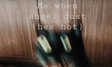 a blurred image with the words me when angel dust hes hot