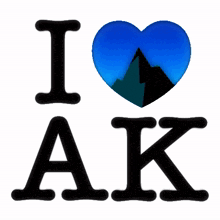 a sticker that says i love ak with a blue heart