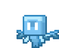 a pixel art illustration of a blue octopus with a white face