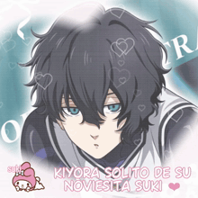 a picture of a boy with the name kyora solido de su noviesta suki