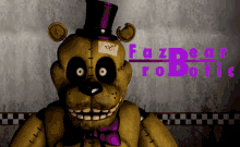 a yellow teddy bear with a purple top hat and a patch that says ' 1987 ' on it