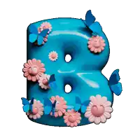 the letter b is decorated with butterflies and flowers