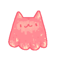 a drawing of a pink cat with a smiley face on it