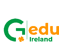 a logo for g edu ireland with a clover on it