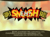 the super smash bros logo is displayed on the screen