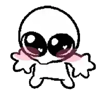 a black and white drawing of a ghost with big eyes and a pink stomach .