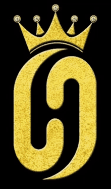 a gold letter g with a crown and diamonds on it