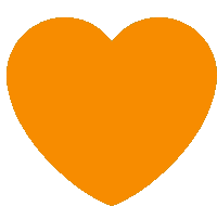 an orange heart on a white background with a shadow