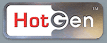 a logo for hot gen is shown on a silver background