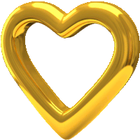 a gold heart on a white background with a hole in the middle