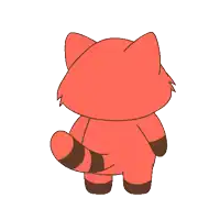 a cartoon drawing of a red panda with brown stripes on the tail