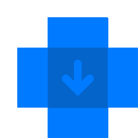 a blue square with an arrow pointing down inside of it