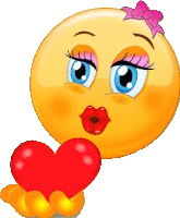 a female smiley face is holding a red heart in her hand .