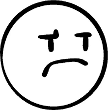 a black and white drawing of a sad face