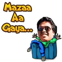 a cartoon of a man with the words mazaa aa gaya written above him