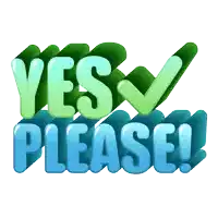 a sticker that says " yes please " with a check mark