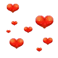 a bunch of red hearts floating in the air on a white background