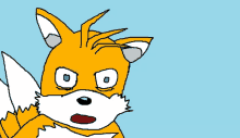 a cartoon drawing of a fox with a surprised look on its face