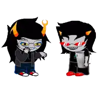 two trolls are standing next to each other with one wearing red sunglasses