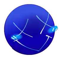 a blue circle with a few lines on it and the number 11