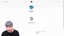 a screenshot of mrbeast 's youtube channel shows that he has 1 million subscribers