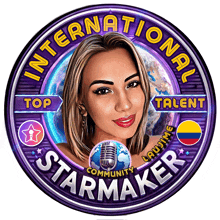 a logo for international starmaker with a woman in the center