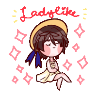 a drawing of a girl with the word ladylike written above her