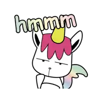 a unicorn with a pink mane and a yellow horn is making a funny face .