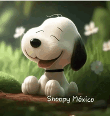 a picture of snoopy from mexico with his eyes closed and smiling