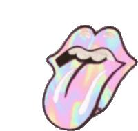 a holographic drawing of a tongue sticking out of a mouth