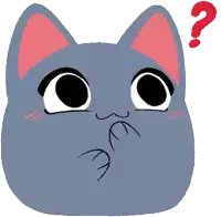 a cartoon cat with a question mark above it