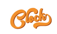 a logo for a company called clocks that is orange