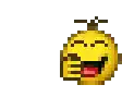 a pixel art smiley face with its mouth open and a hand behind it