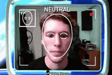 a screen shows a man 's face and says " neutral "