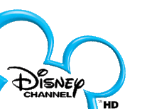 a disney channel logo with a blue mouse head