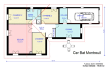 a floor plan of a house with cer bat montreuil written on the bottom