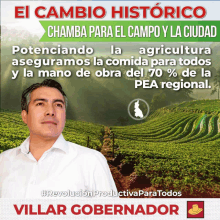 a poster for villar gobernador with a man in a white shirt